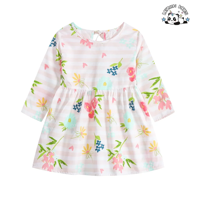 LEZONKIDS - Custom Private Label Western style Long Sleeve Cotton Various Prints Daily Life Girls Dress